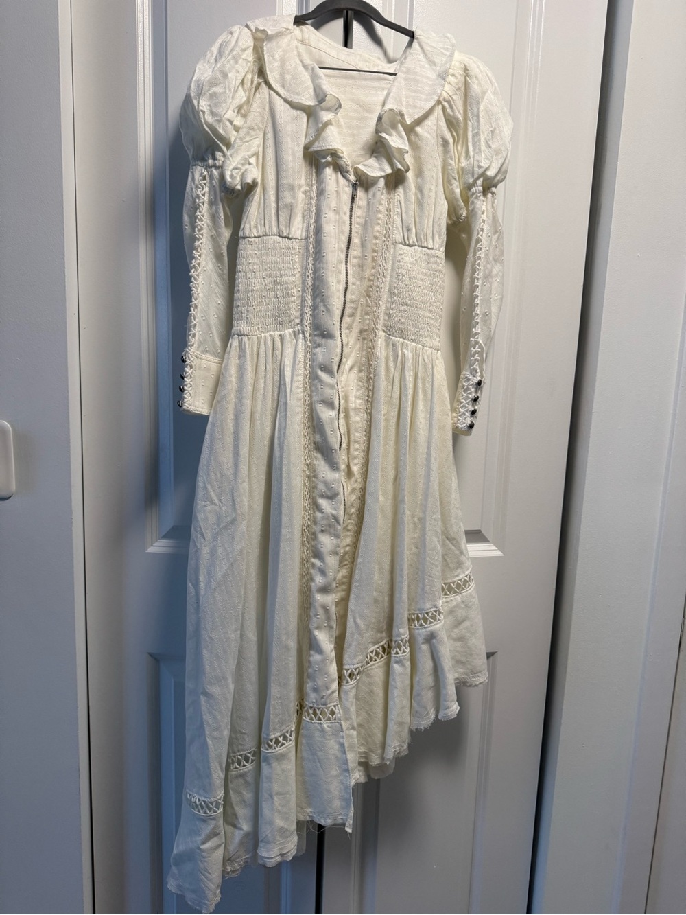 Pilcro Cream Lace-Trim Maxi Dress
